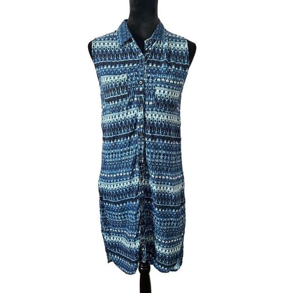 French Laundry Blue Patterned Mini Dress - Picture 1 of 16